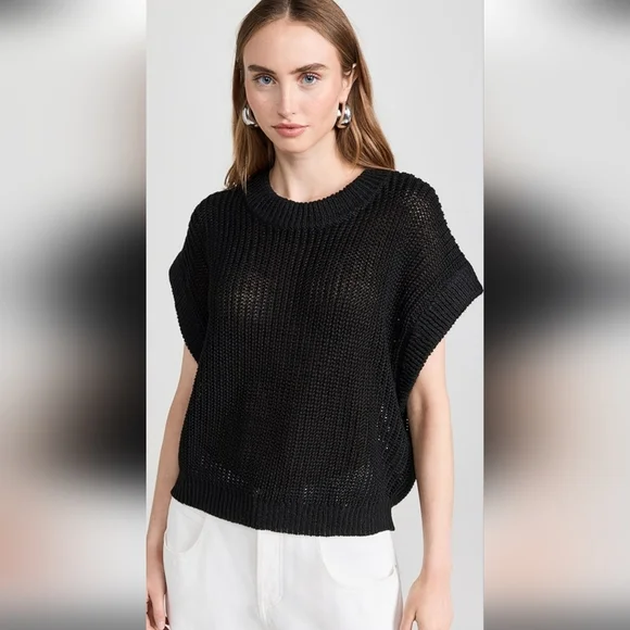 Apiece Apart Olivia Linen Vest, Black - Picture 1 of 4